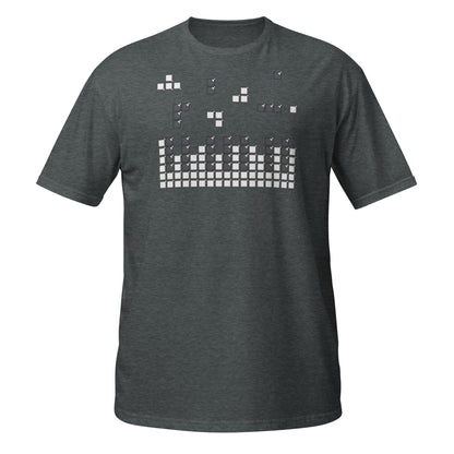 Camiseta con teclas de piano cayendo
