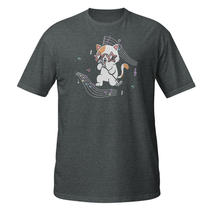 Camiseta de gatito cantante musical de estrella de rock