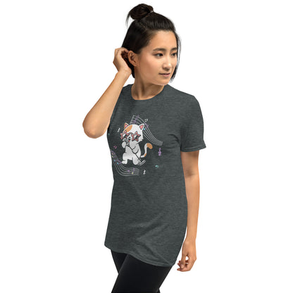 Camiseta de gatito cantante musical de estrella de rock
