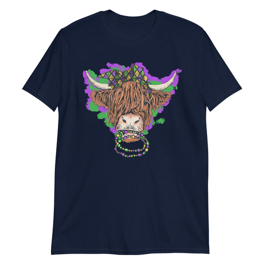 Camiseta de vaca de las Tierras Altas del Mardi Gras