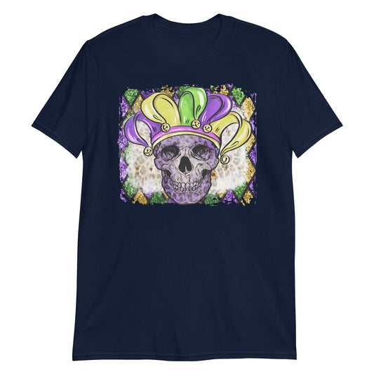 Camiseta de bufón con calavera de Mardi Gras