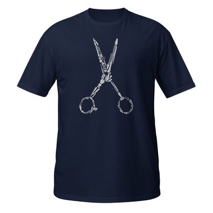 Camiseta gráfica con tijeras de peluquero