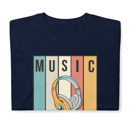 Camiseta con auriculares de música retro