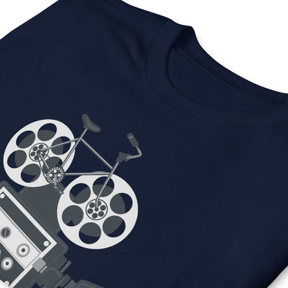 Camiseta gráfica de fusión de ciclismo y cine