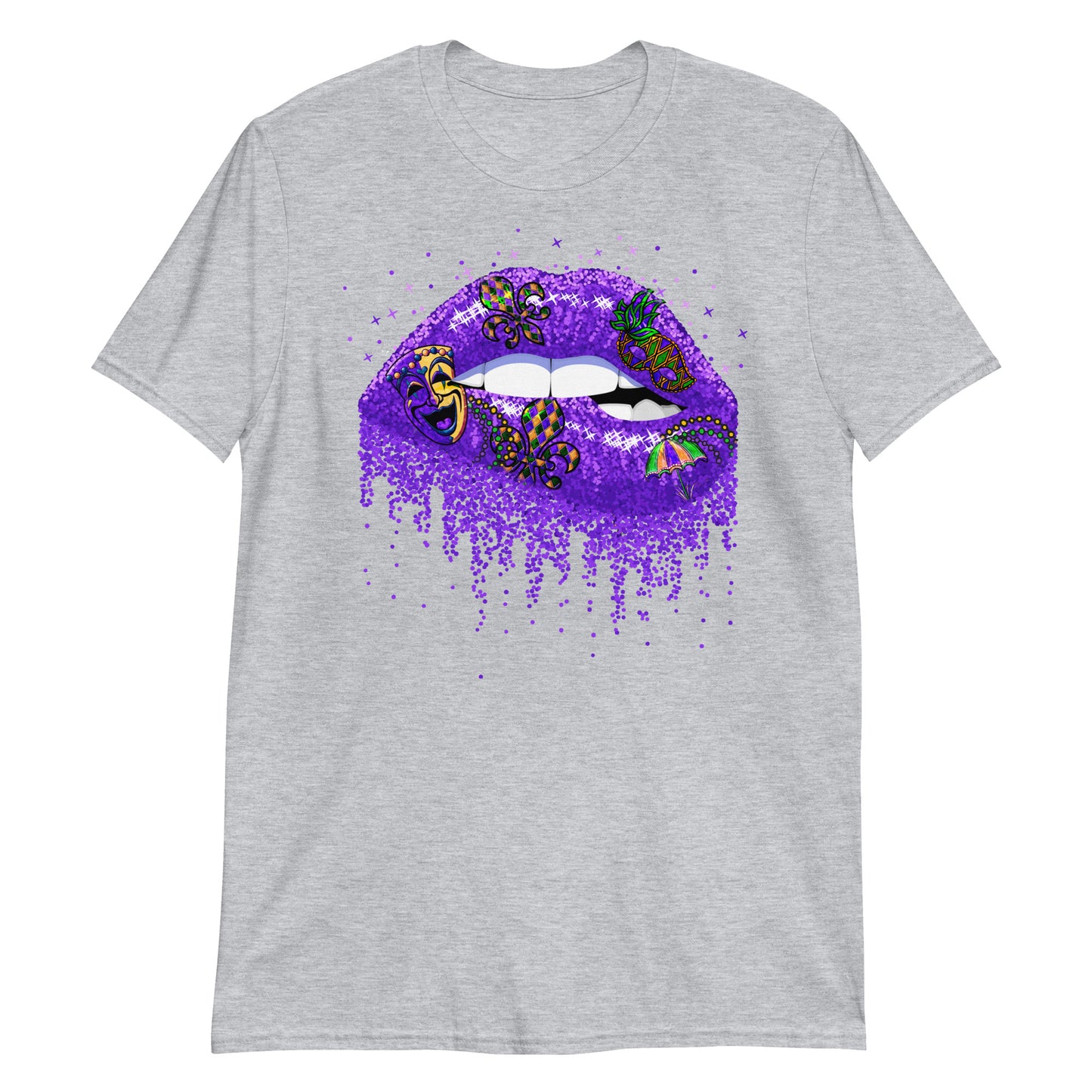 Mardi Gras Purple Glitter Lips Tee