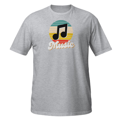 Camiseta retro con notas musicales