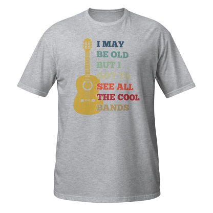 Puede que sea viejo, pero pude ver todas las bandas geniales. Camiseta de guitarra.