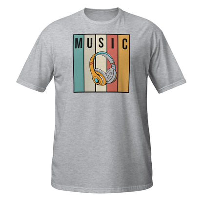 Camiseta con auriculares de música retro