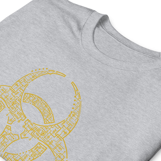 Camiseta gráfica de riesgo biológico tecnológico