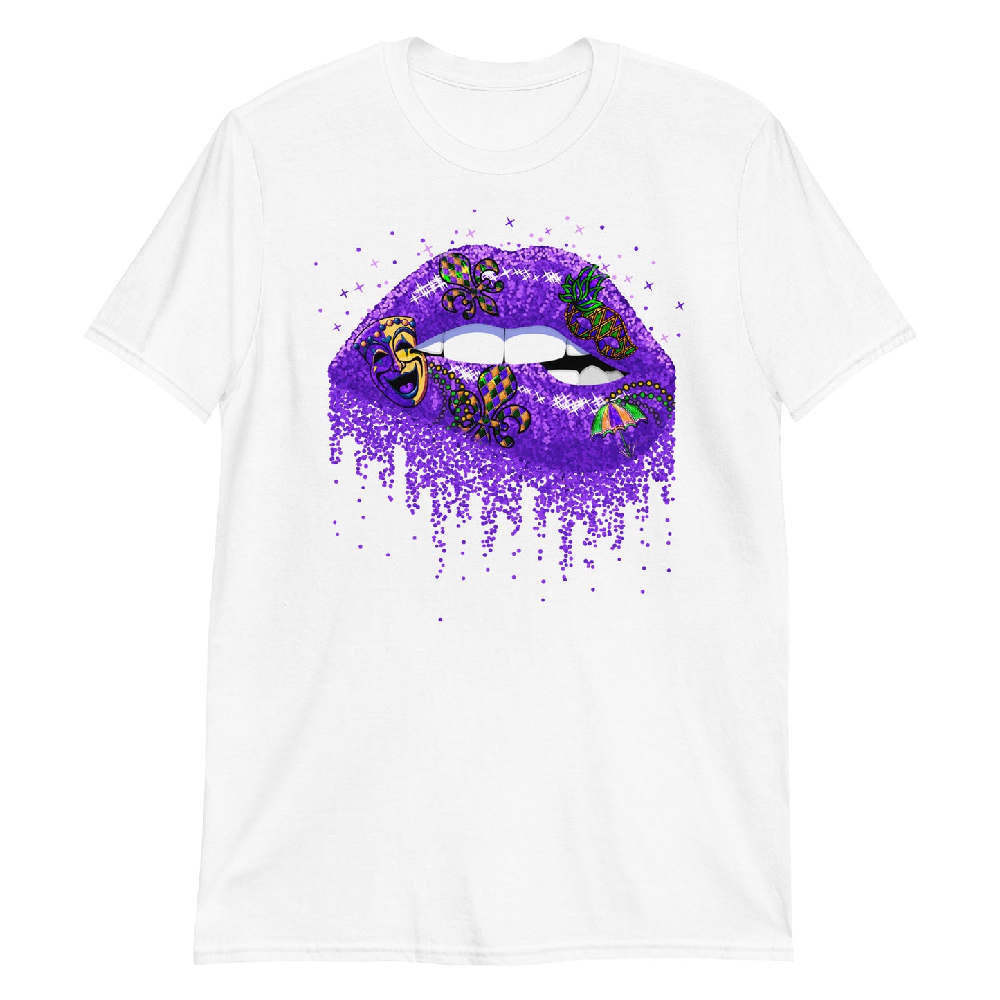 Mardi Gras Purple Glitter Lips Tee