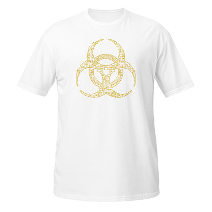 Camiseta gráfica de riesgo biológico tecnológico