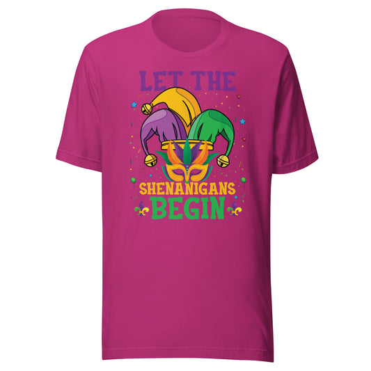 Camiseta de Mardi Gras "Que comiencen las travesuras"