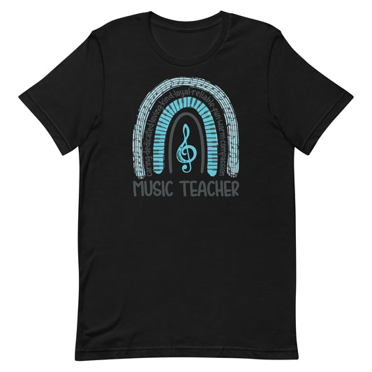 Camisa arcoíris azul para profesor de música