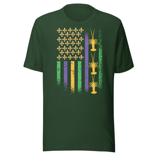 Camiseta con la bandera del Mardi Gras de cangrejos de río