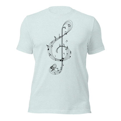 Camiseta con clave de sol y melodía caprichosa