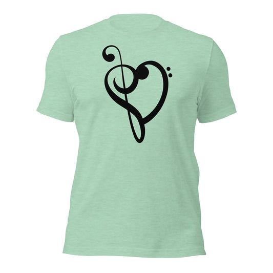 Harmonious Heart: Treble Clef & Bass Clef Shirt