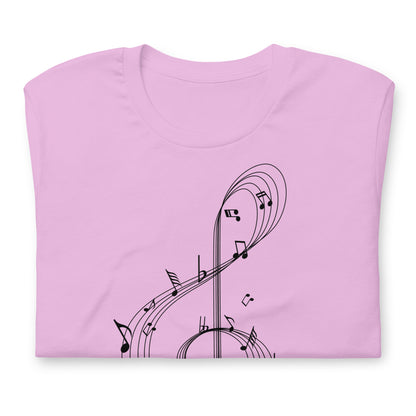 Camiseta con clave de sol y melodía caprichosa