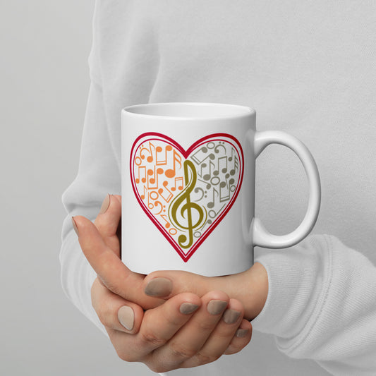 Treble Clef Heart Music Notes Mug