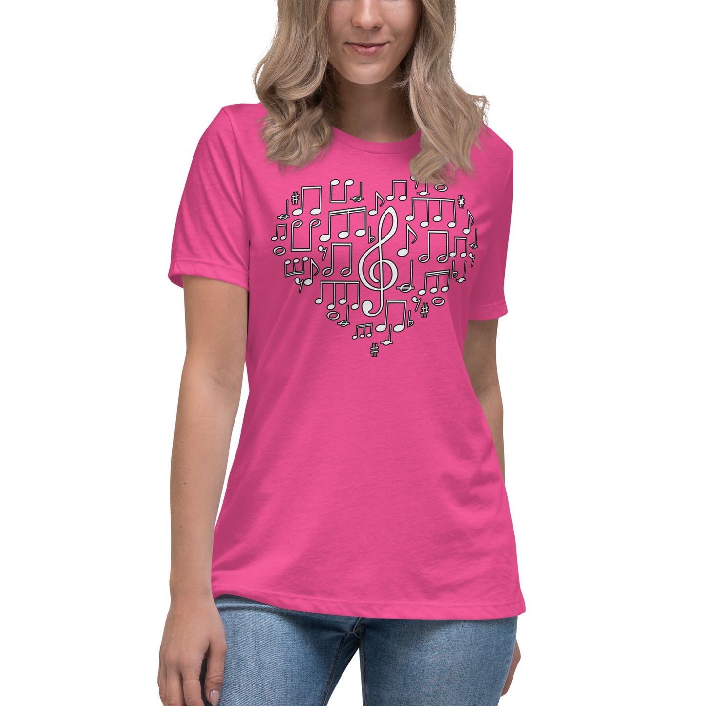 Harmonious Heart: Treble Clef Women's Relaxed T-Shirt