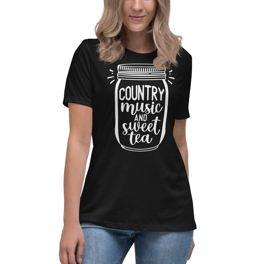Camiseta holgada para mujer con música country y té dulce