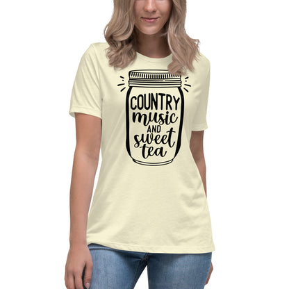 Camiseta holgada para mujer con música country y té dulce