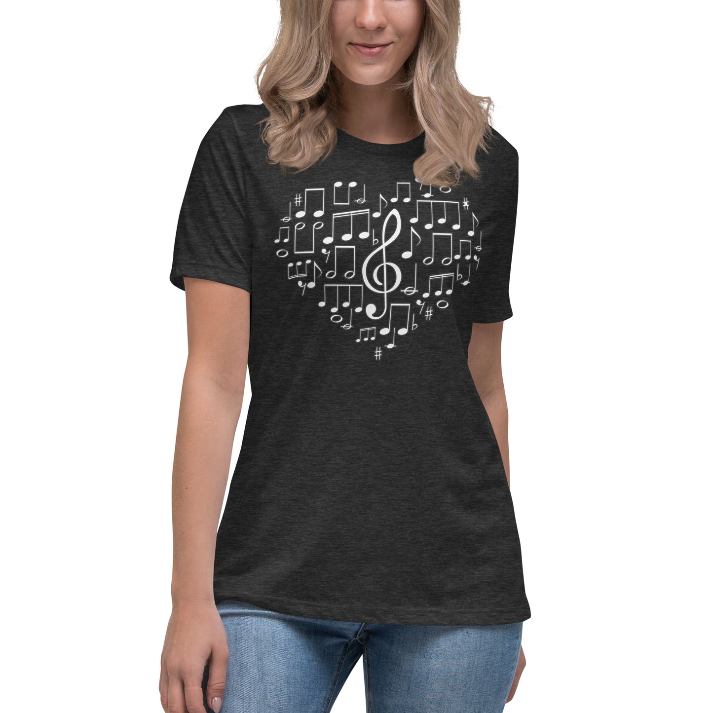 Harmonious Heart: Treble Clef Women's Relaxed T-Shirt