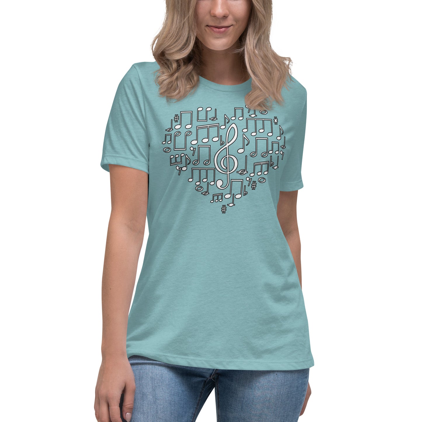 Harmonious Heart: Treble Clef Women's Relaxed T-Shirt