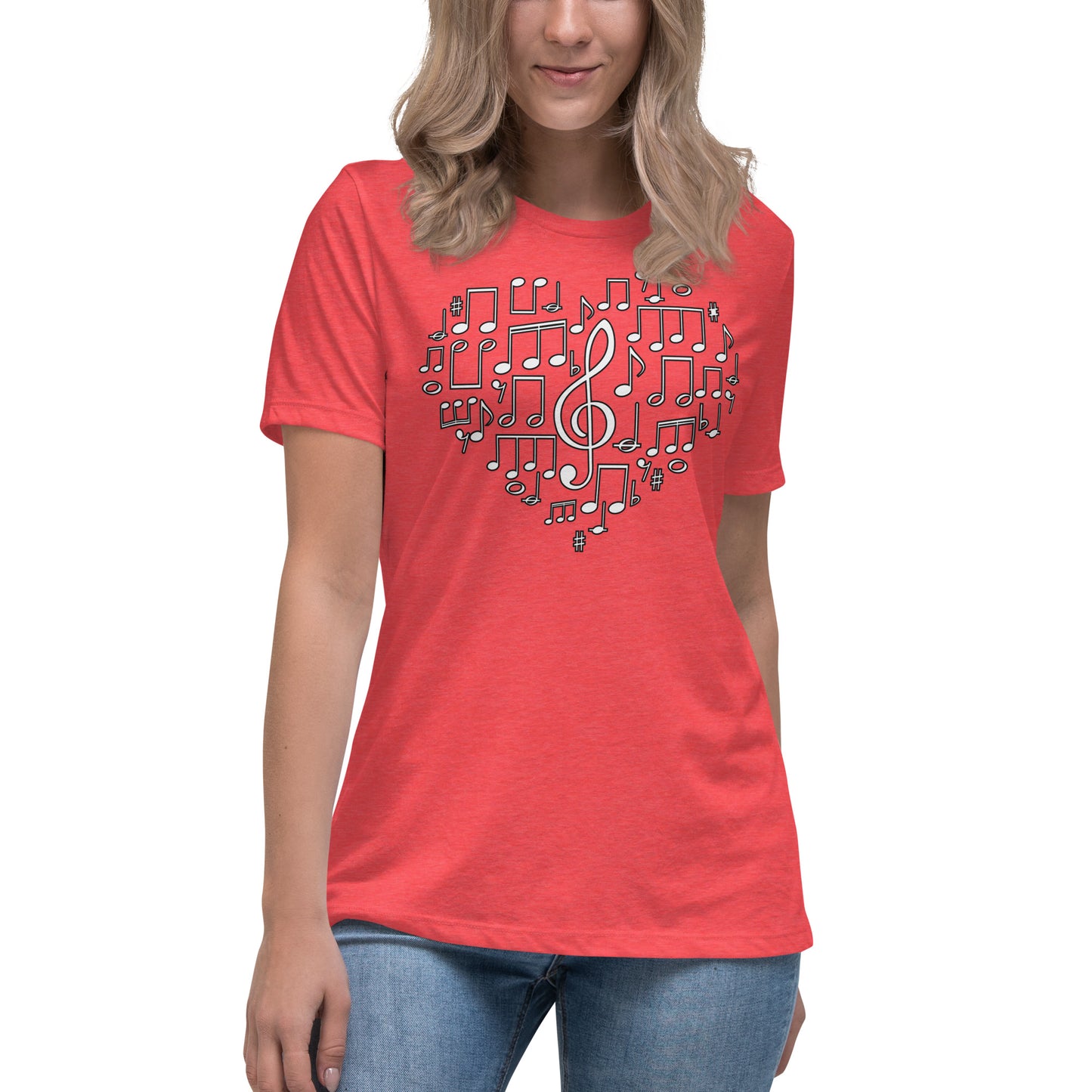 Harmonious Heart: Treble Clef Women's Relaxed T-Shirt