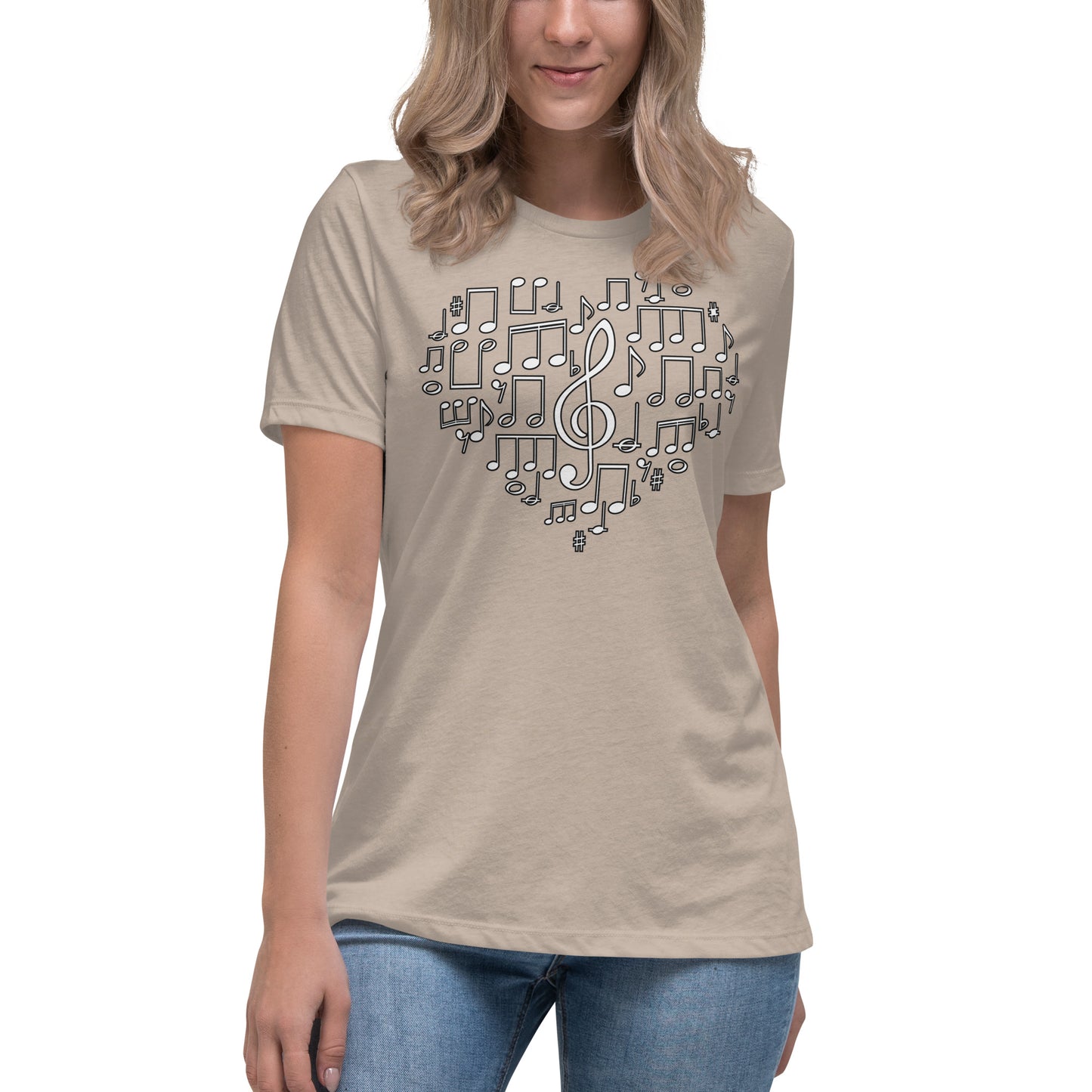 Harmonious Heart: Treble Clef Women's Relaxed T-Shirt