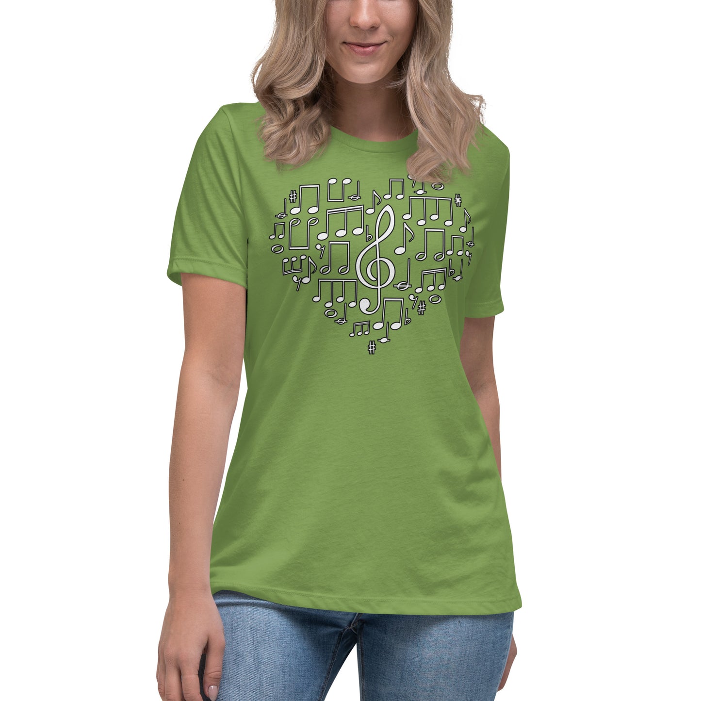 Harmonious Heart: Treble Clef Women's Relaxed T-Shirt