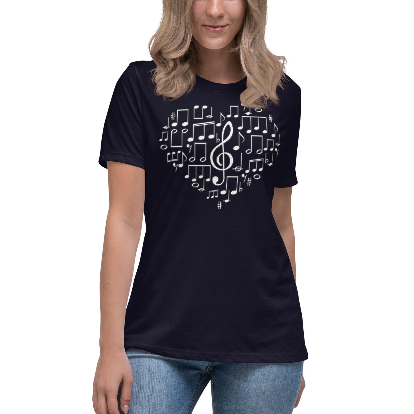 Harmonious Heart: Treble Clef Women's Relaxed T-Shirt