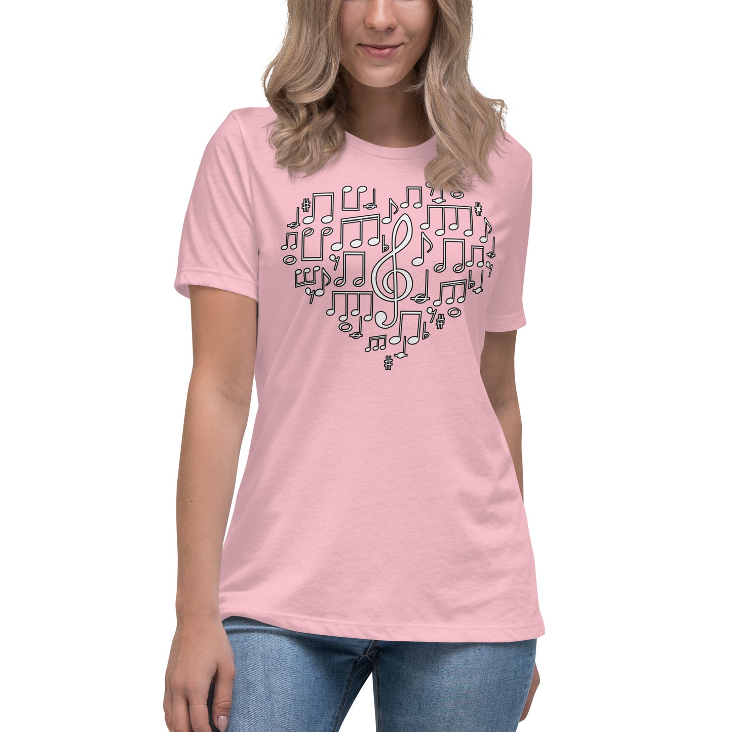 Harmonious Heart: Treble Clef Women's Relaxed T-Shirt