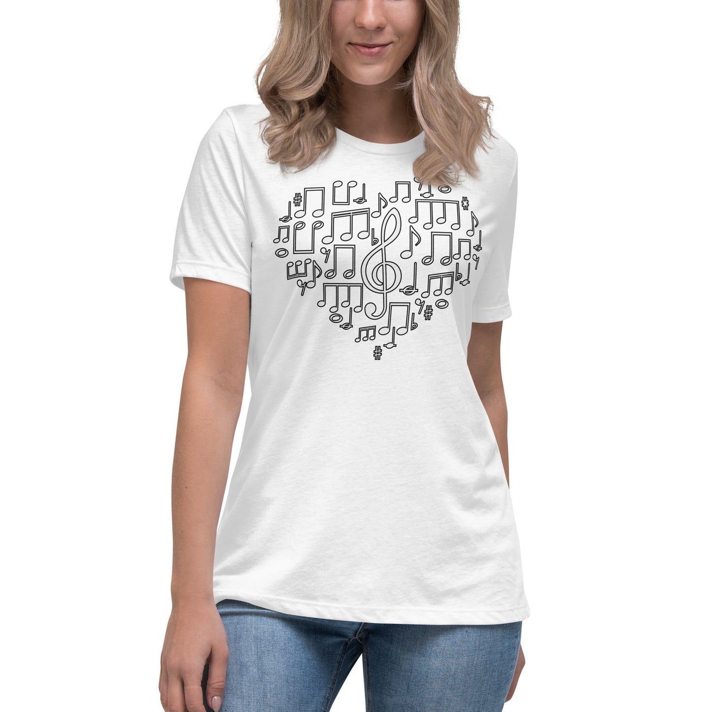 Harmonious Heart: Treble Clef Women's Relaxed T-Shirt